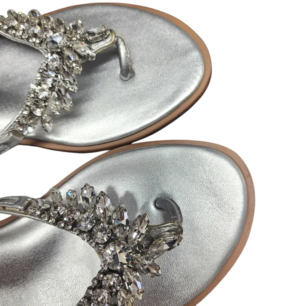 Naturalizer Silver Fallon Embellished Rhinestone‎ SandalsSize 7